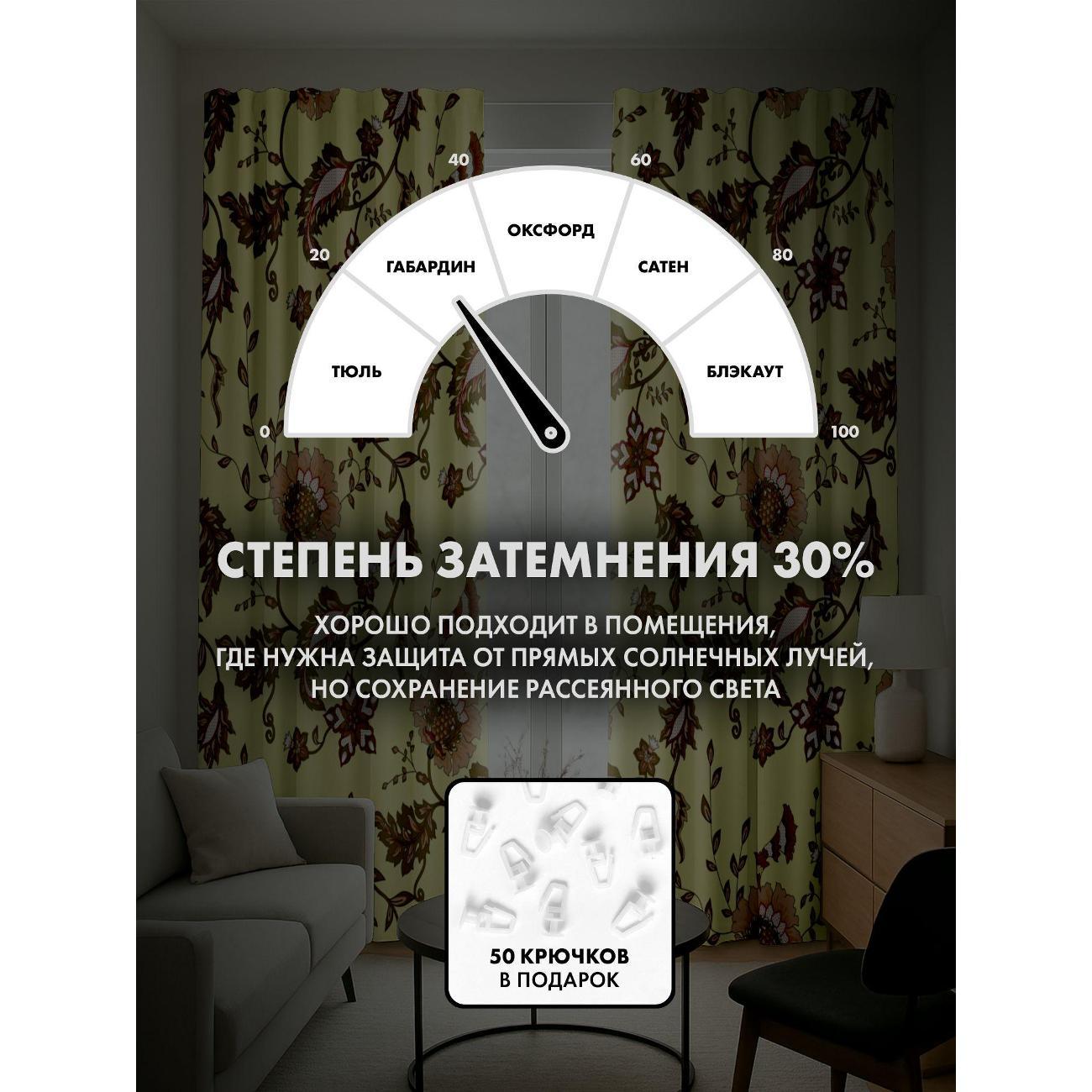 Фотошторы 365home Цветочный орнамент: бежевые (FP178028156)