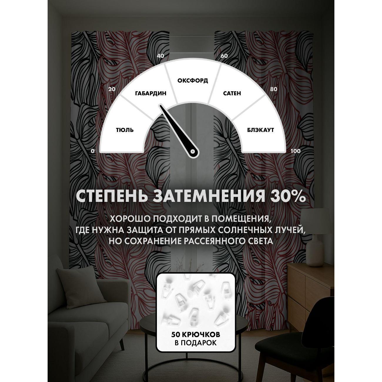 Фотошторы 365home Узор из чёрно-розовых листьев (FP18284847)