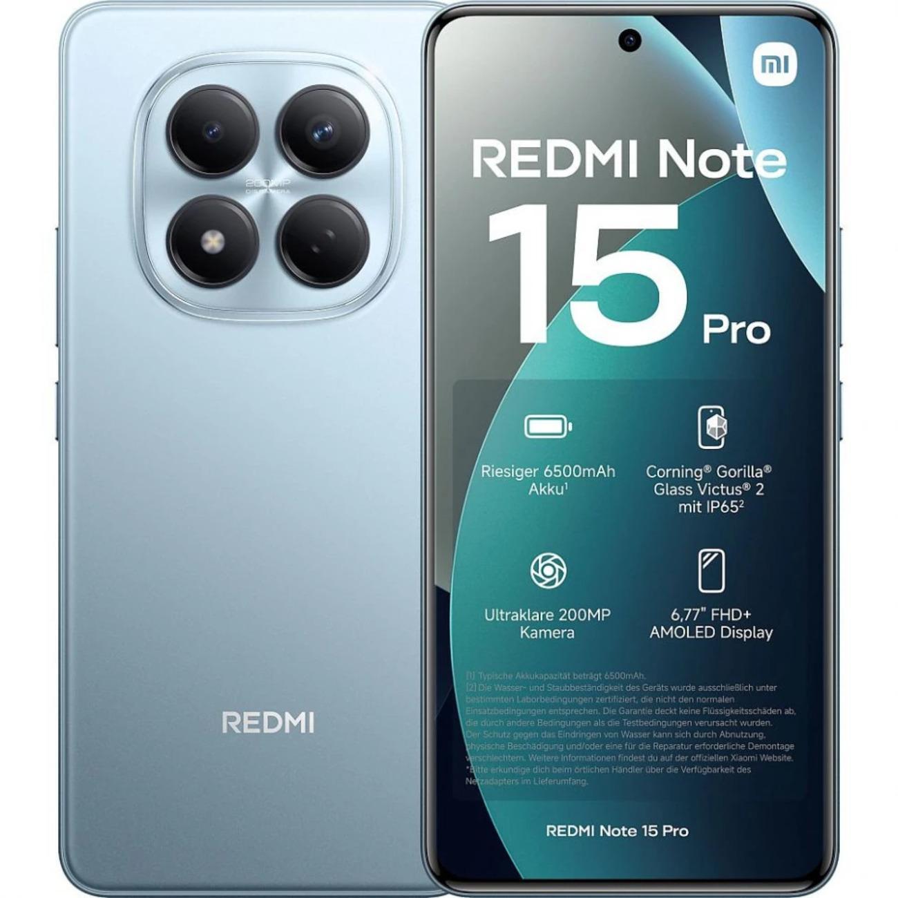 Смартфон Xiaomi Redmi Note 15 Pro 4G 8/256GB Glacier синий фото
