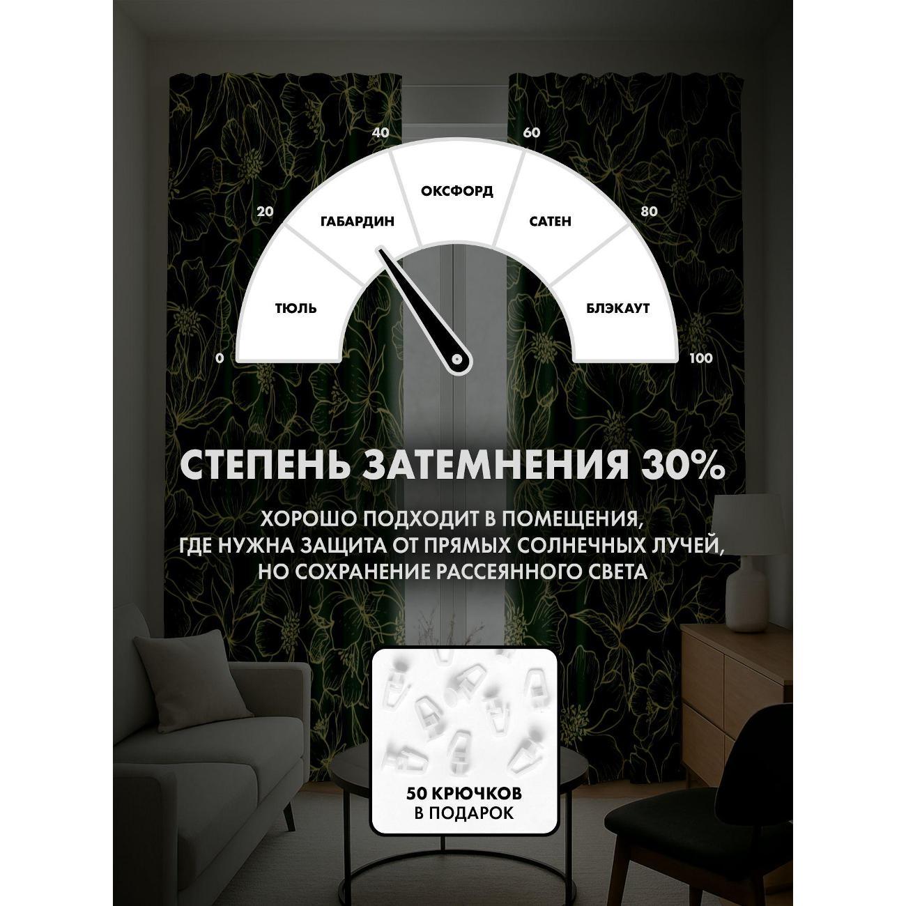 Фотошторы 365home Золотистые цветочные контуры (FP33975972)