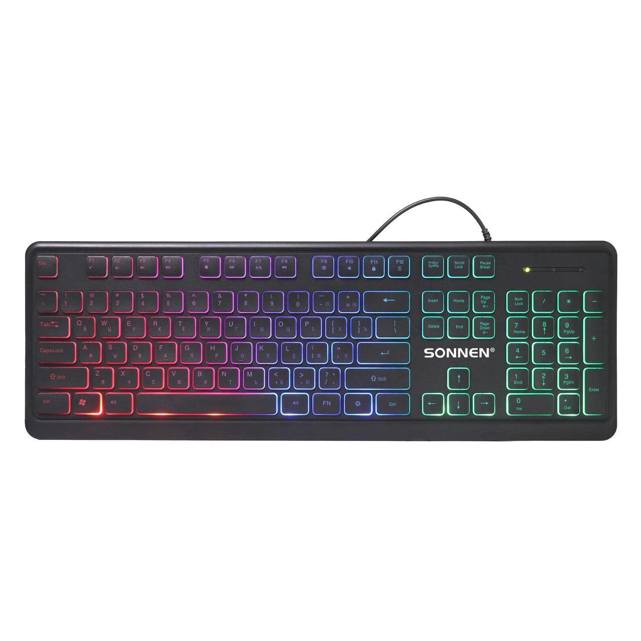 Клавиатура проводная Sonnen LED SN K308 черная