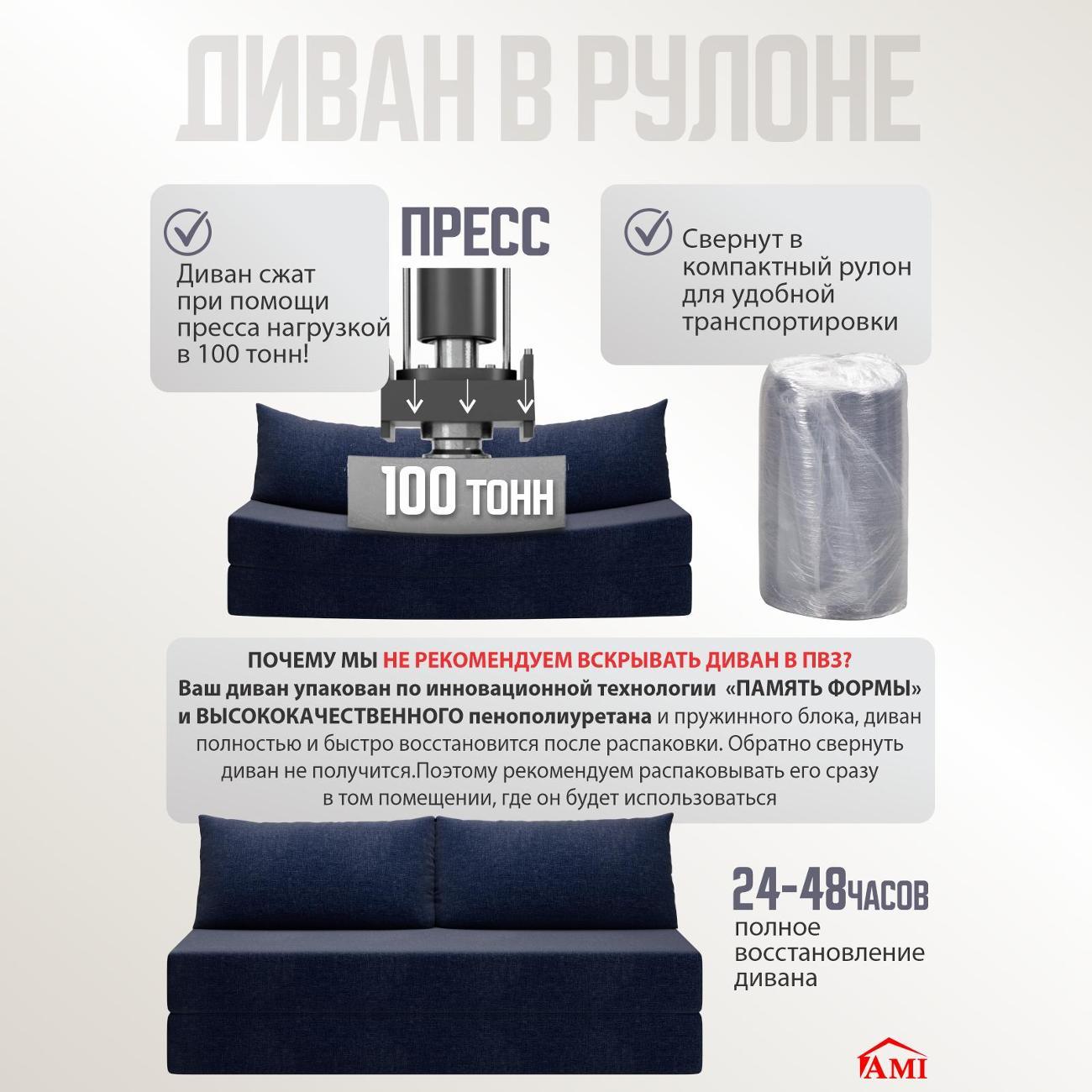 Диван бескаркасный Ami Челси синяя рогожка