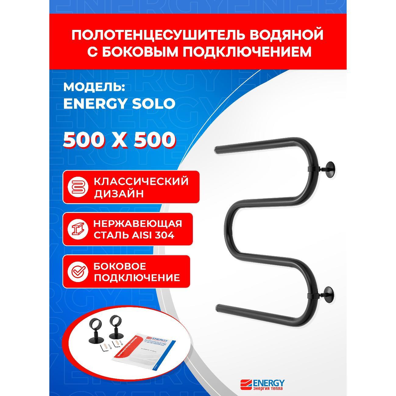 Полотенцесушитель ENERGY Group Solo 500*500 черный матовый