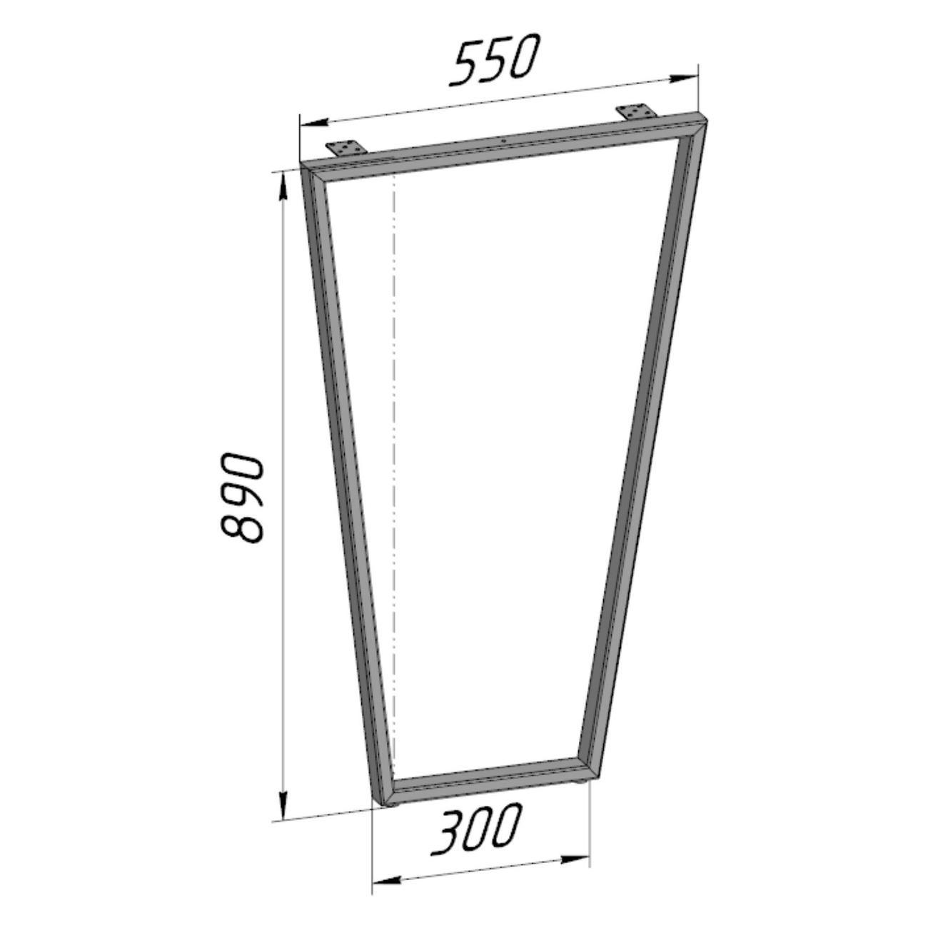 Подстолье Parallax Трапеция 890х550 40х20 серое регулируемое