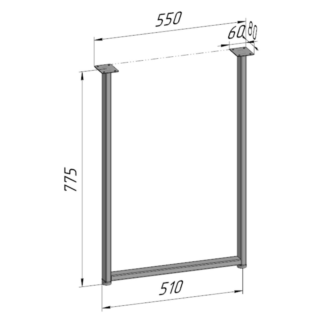 Подстолье Parallax П-образное 775х550 40х20 белое регулируемое