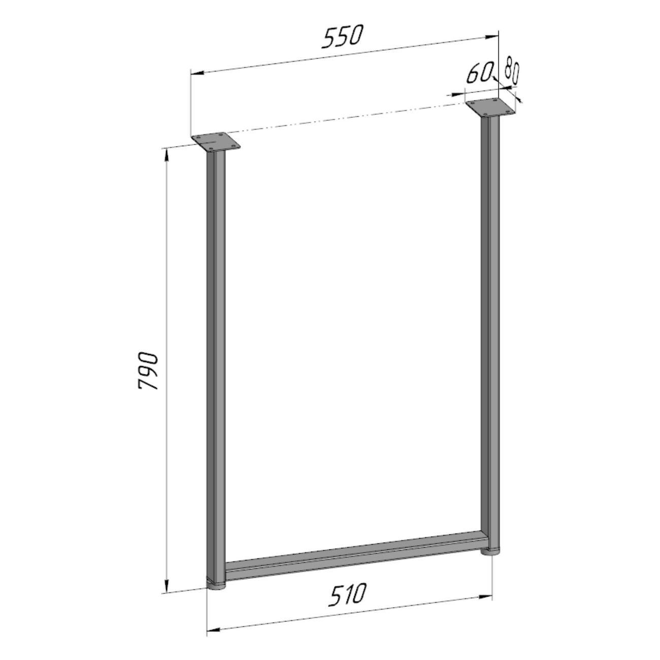 Подстолье Parallax П-образное 790х550 40х20 белое регулируемое