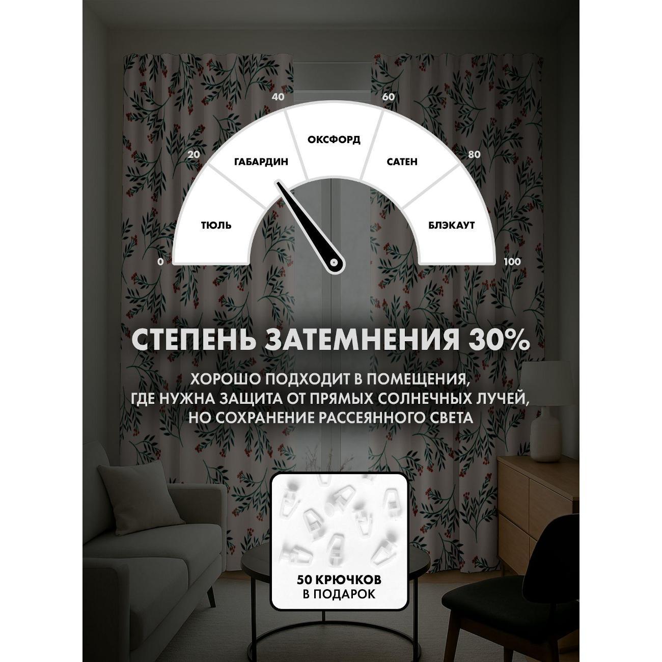 Фотошторы 365home Ботанический узор: ветви с листьями (FP5527637)