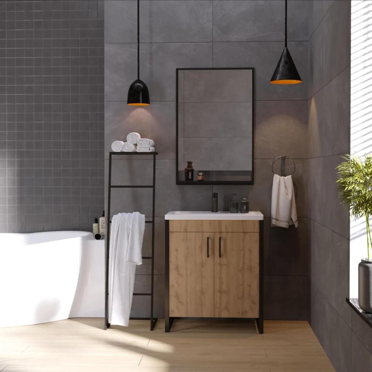 Тумба для ванной 1MARKA с раковиной 70 см GRUNGE LOFT напольная цвет Дуб