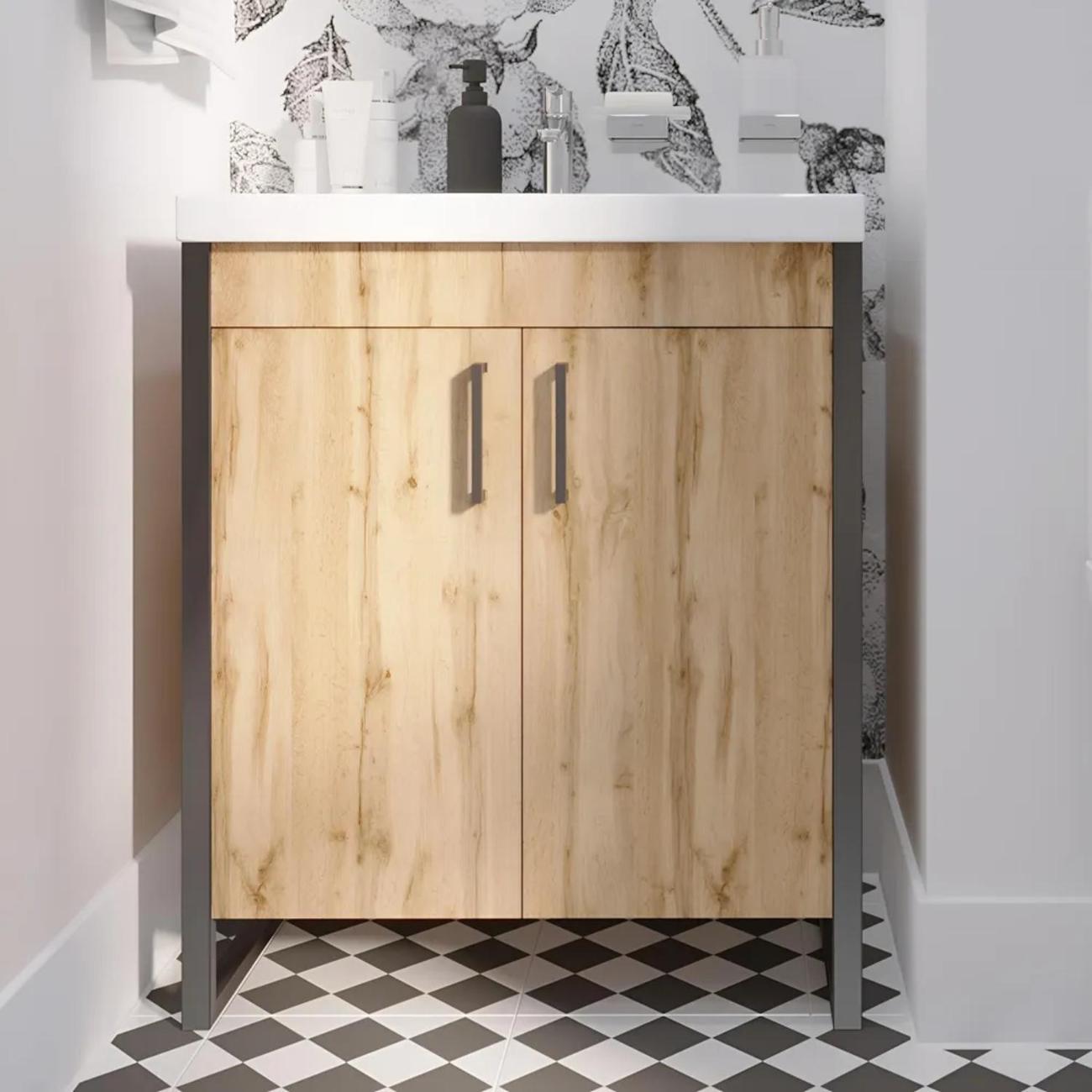 Тумба для ванной 1MARKA с раковиной 70 см GRUNGE LOFT напольная цвет Дуб