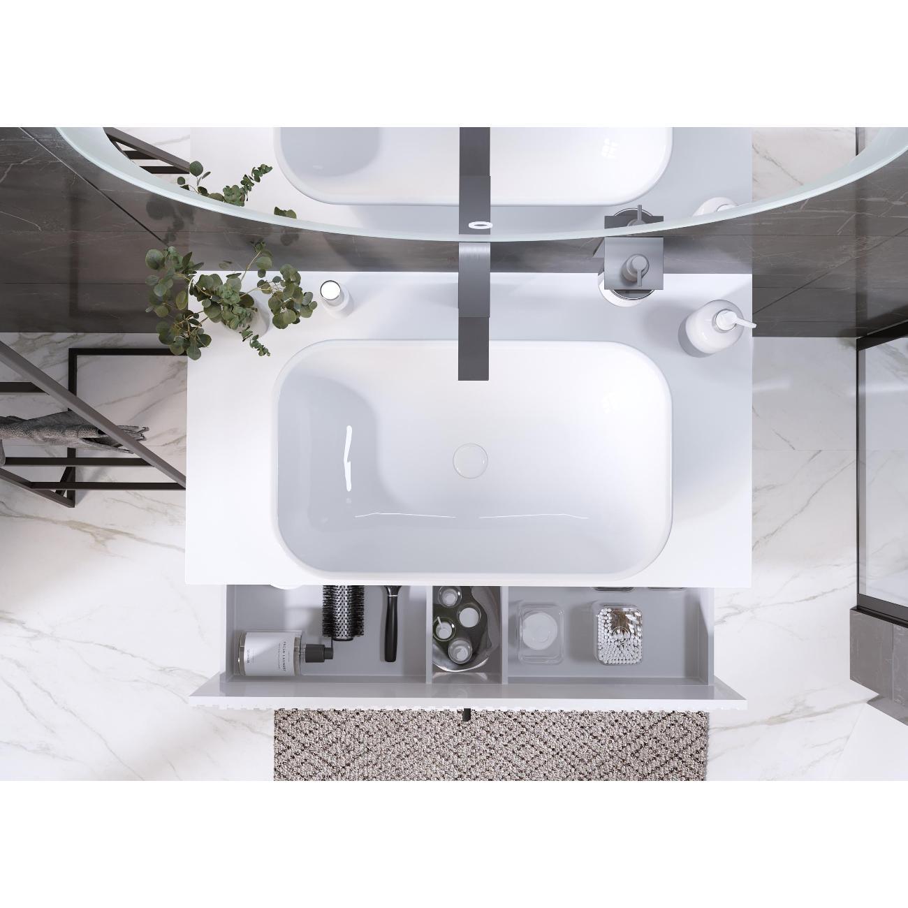 Тумба для ванной 1MARKA Подвесная под раковину 90х50 см, 2 ящика, цвет монолит айсберг/эмаль белая, Desire 1Марка Ц0000026595