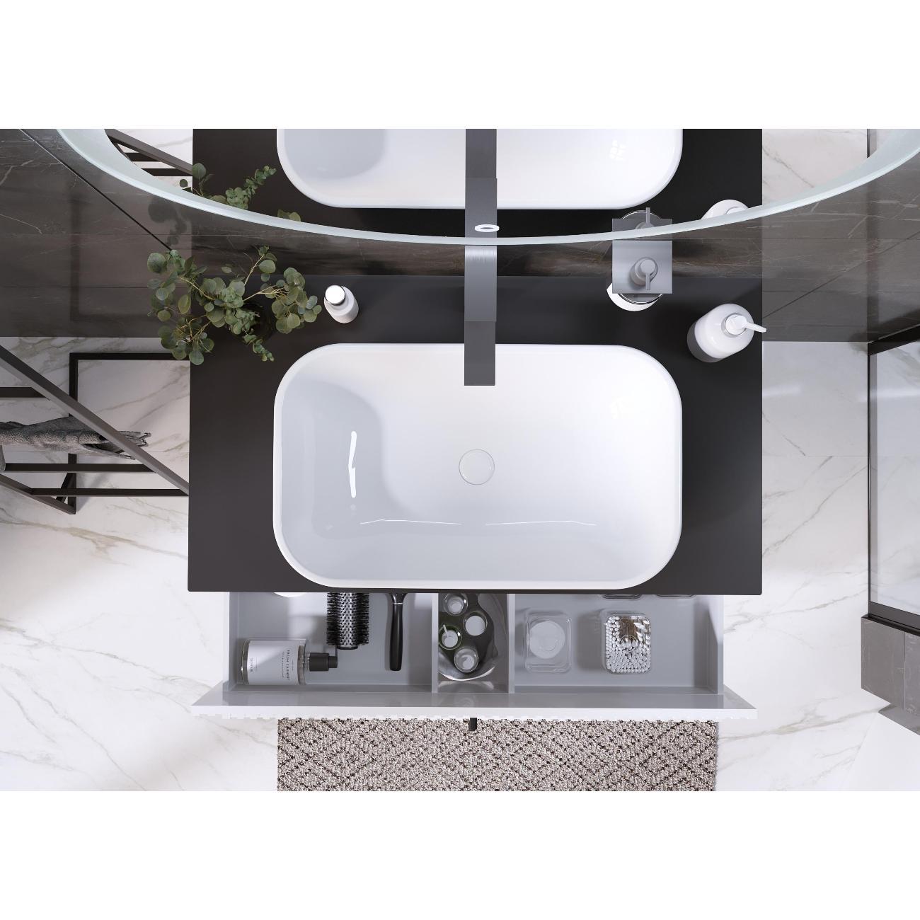 Тумба для ванной 1MARKA Подвесная под раковину 90х50 см, 2 ящика, цвет монолит найт/эмаль белая, Desire 1Марка Ц0000026591