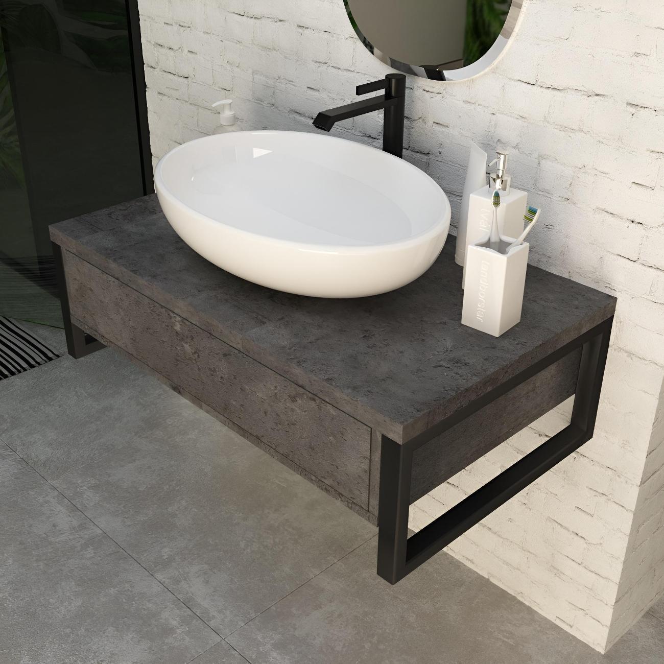 Тумба для ванной 1MARKA под раковину GRUNGE LOFT 100 см Подвесная цвет Бетон темно-серый У85850