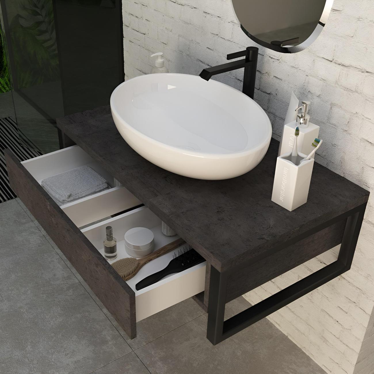 Тумба для ванной 1MARKA под раковину GRUNGE LOFT 100 см Подвесная цвет Бетон темно-серый У85850