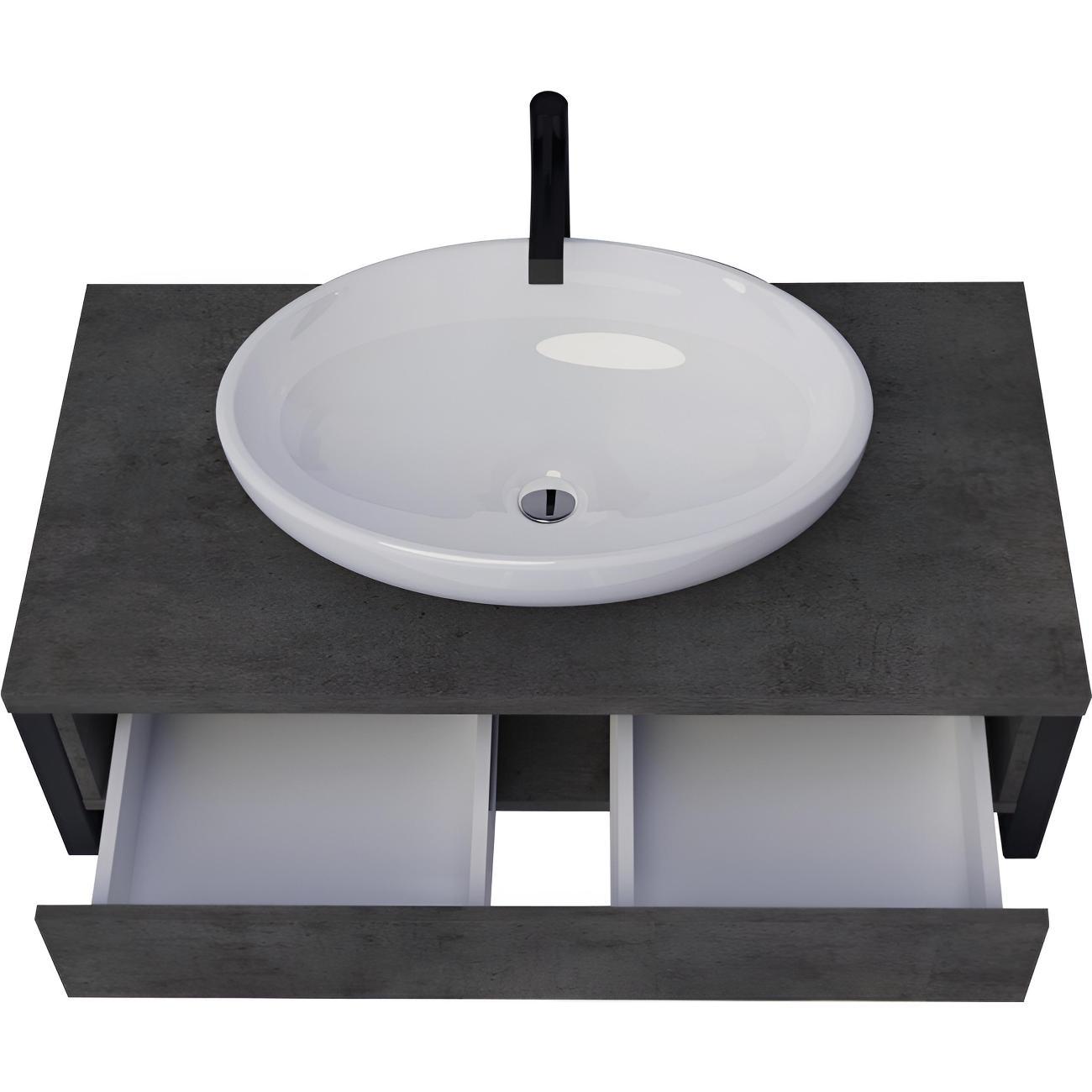 Тумба для ванной 1MARKA под раковину GRUNGE LOFT 100 см Подвесная цвет Бетон темно-серый У85850