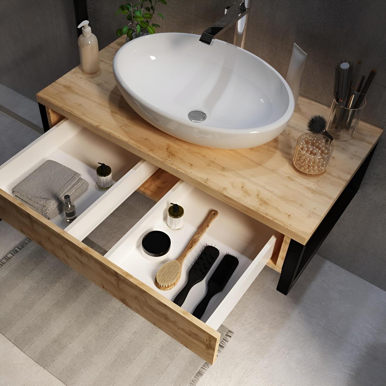 Тумба для ванной 1MARKA под раковину GRUNGE LOFT 100П 1в.я подвесная Дуб