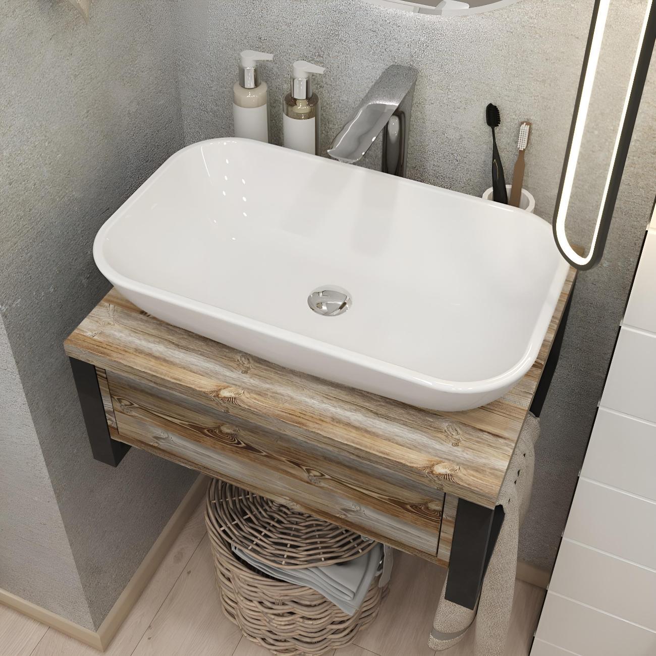 Тумба для ванной 1MARKA под раковину GRUNGE LOFT 60 см Подвесная цвет Дуб Намибия Ц0000001579