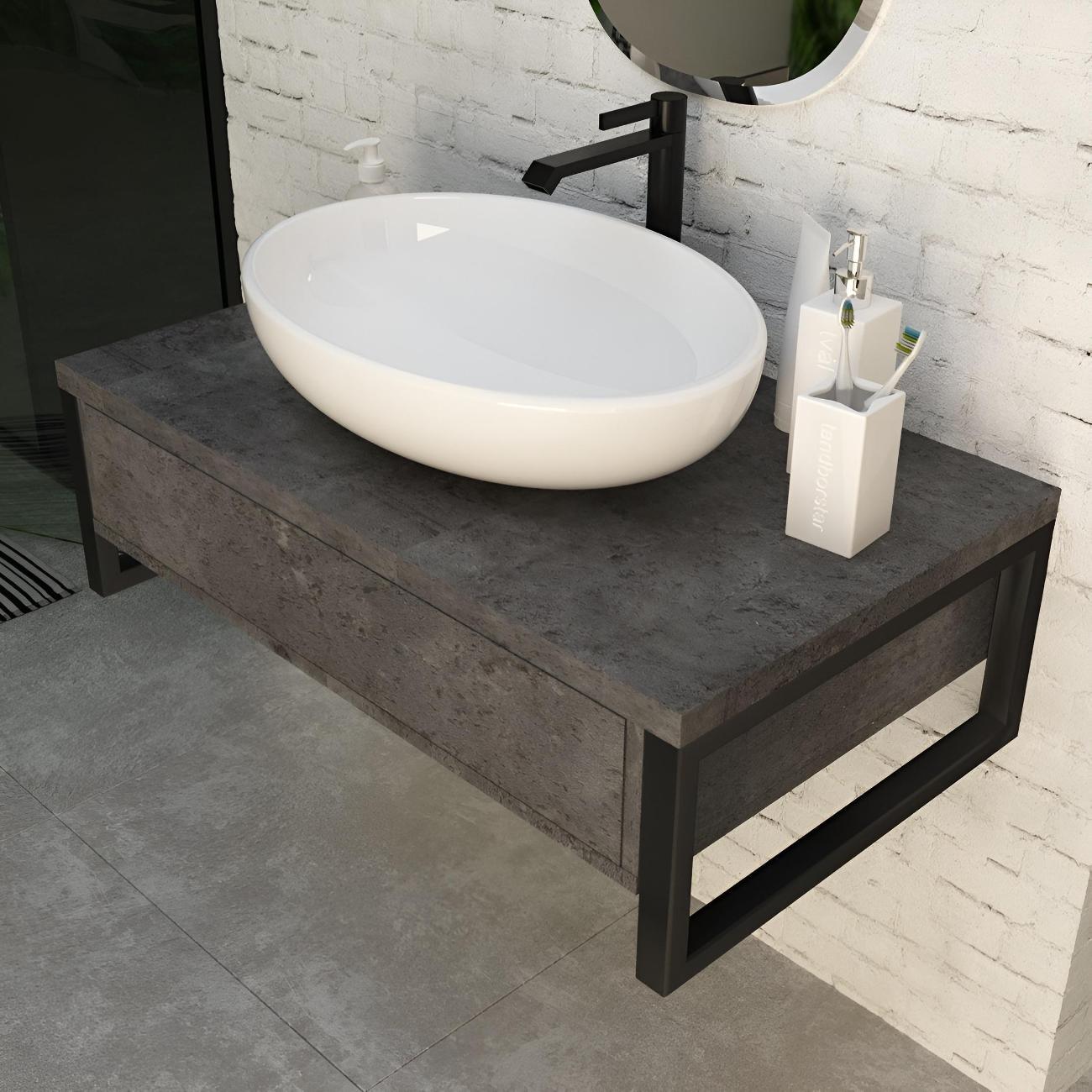 Тумба для ванной 1MARKA под раковину GRUNGE LOFT 70 см Подвесная цвет Бетон темно-серый Ц0000015939