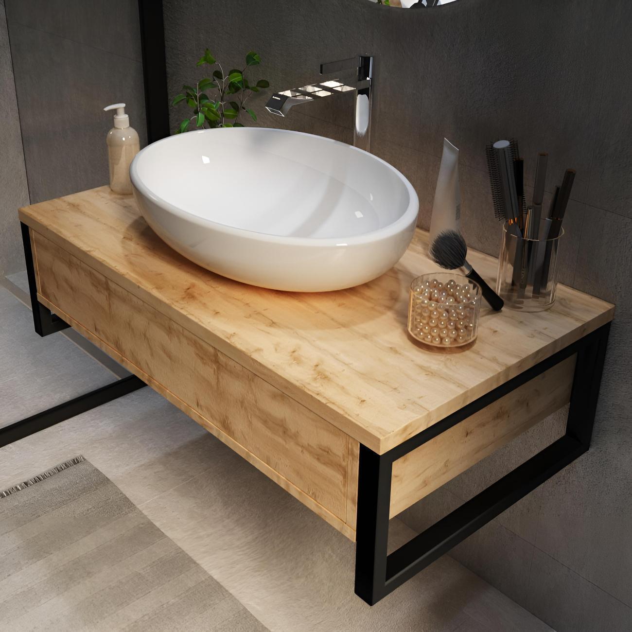 Тумба для ванной 1MARKA под раковину GRUNGE LOFT 70П подвесная Дуб Вотан