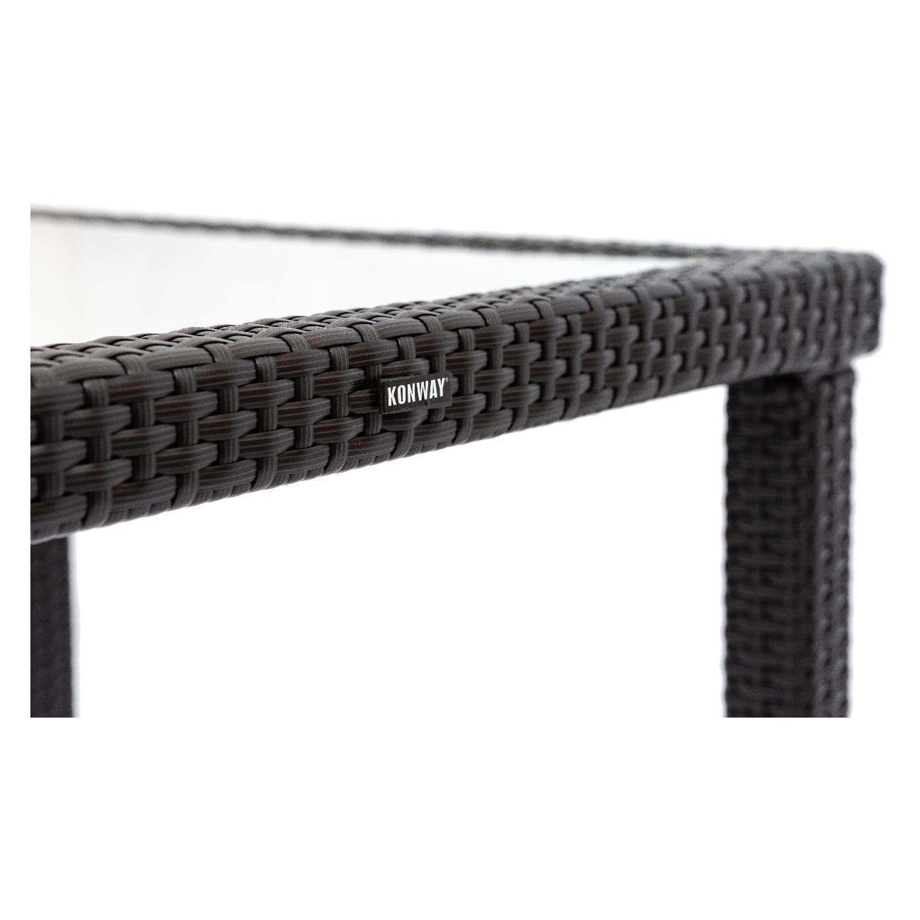 Стол садовый KONWAY из ротанга Панама черный 80х80х75 см со стеклянной столешницей