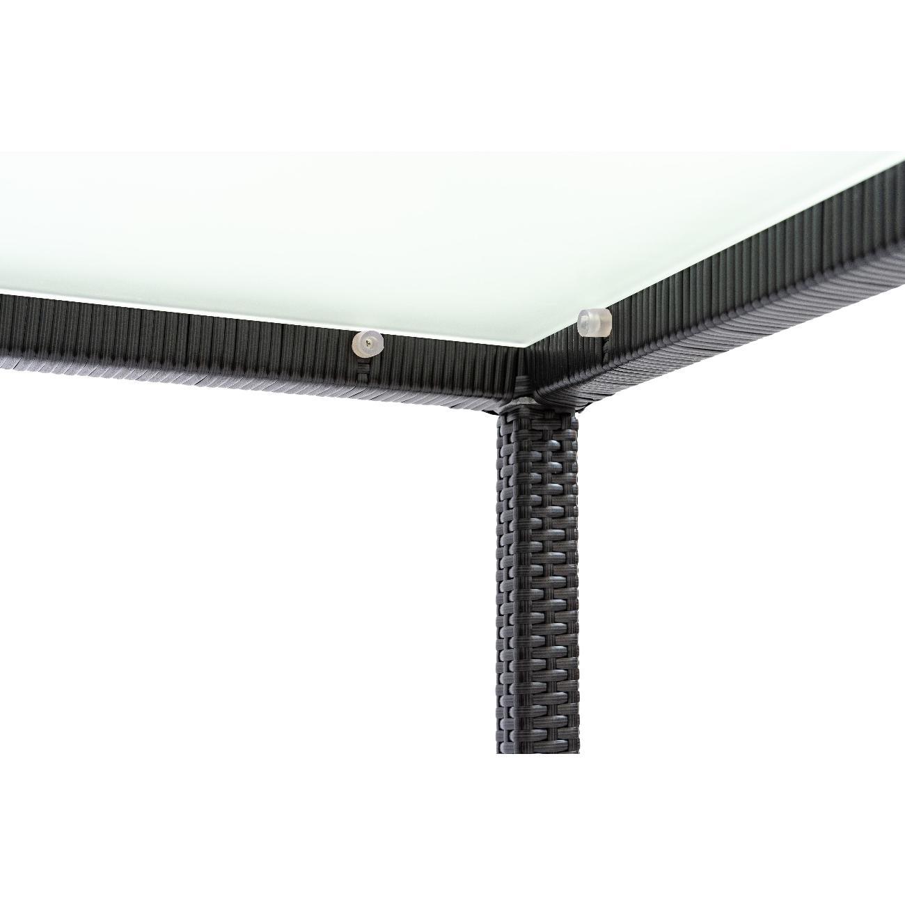 Стол садовый KONWAY из ротанга Панама черный 80х80х75 см со стеклянной столешницей