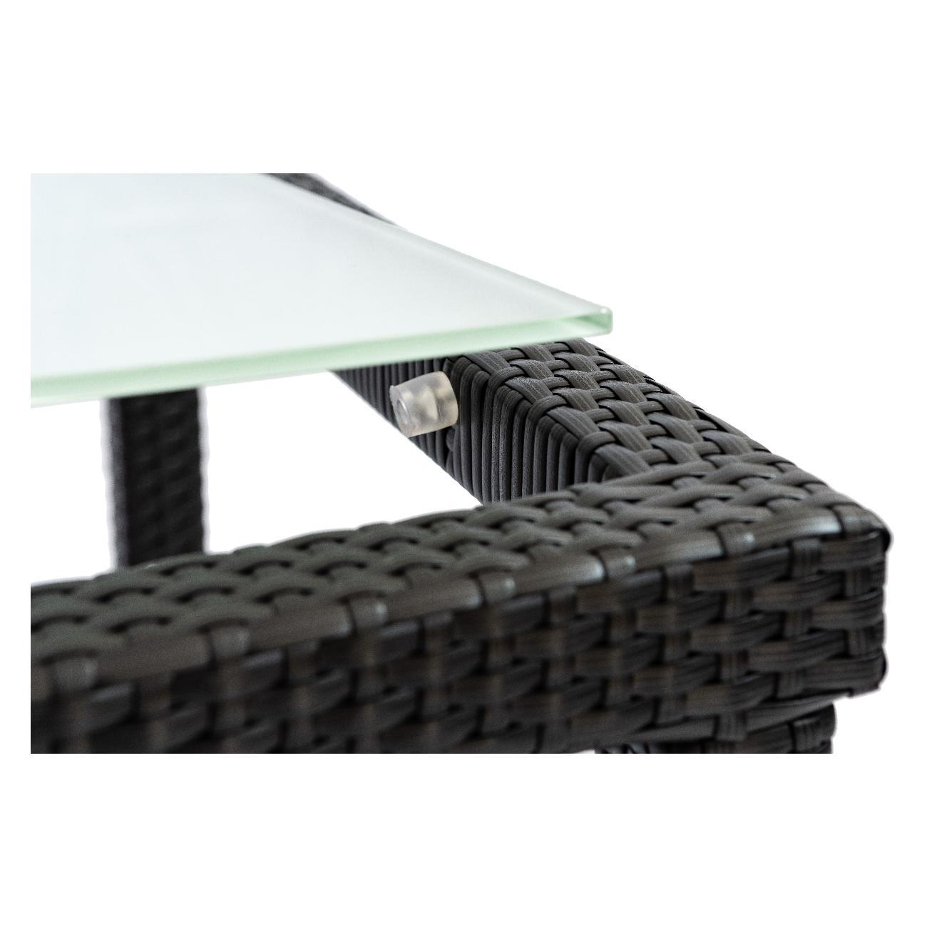 Стол садовый KONWAY из ротанга Панама черный 80х80х75 см со стеклянной столешницей