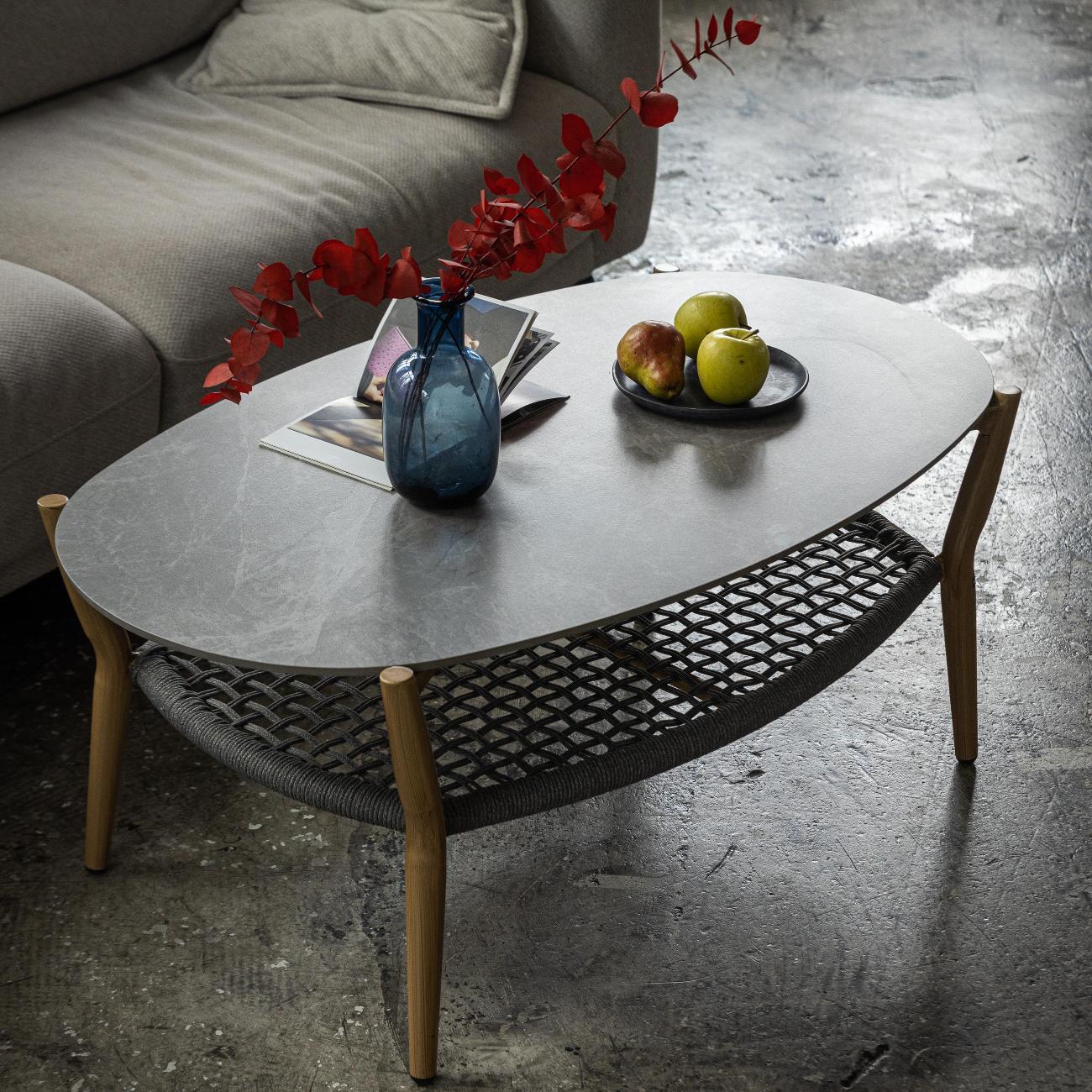 Стол садовый KONWAY кофейный Самос 110х65х44,5 см, столешница камень