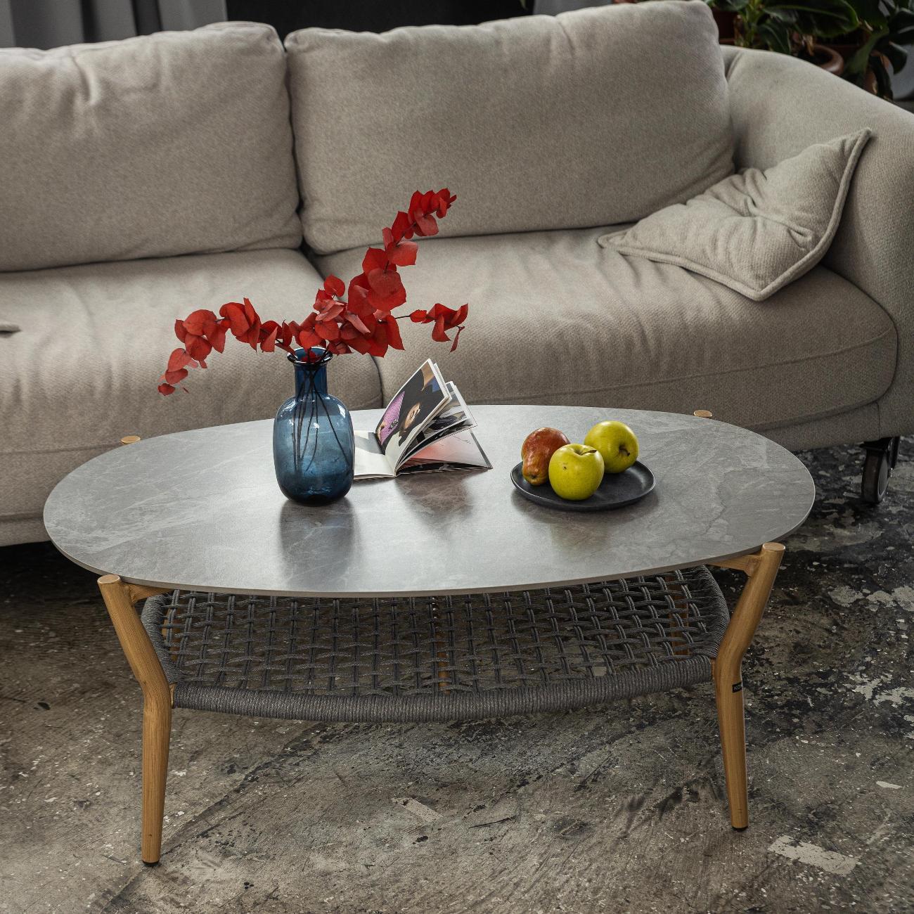 Стол садовый KONWAY кофейный Самос 110х65х44,5 см, столешница камень