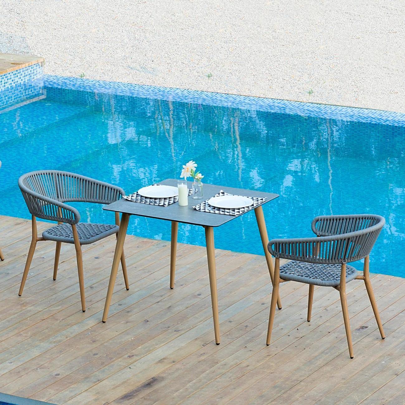 Стол садовый KONWAY обеденный Самос 80х80х75 см, столешница камень