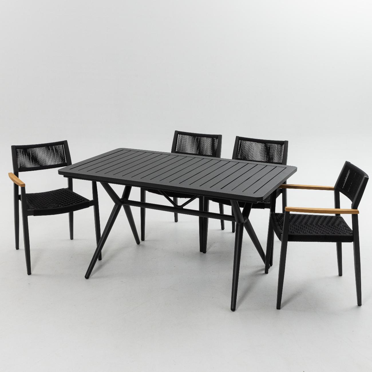 Стол садовый KONWAY обеденный Торонто антрацит 140х80х75 см