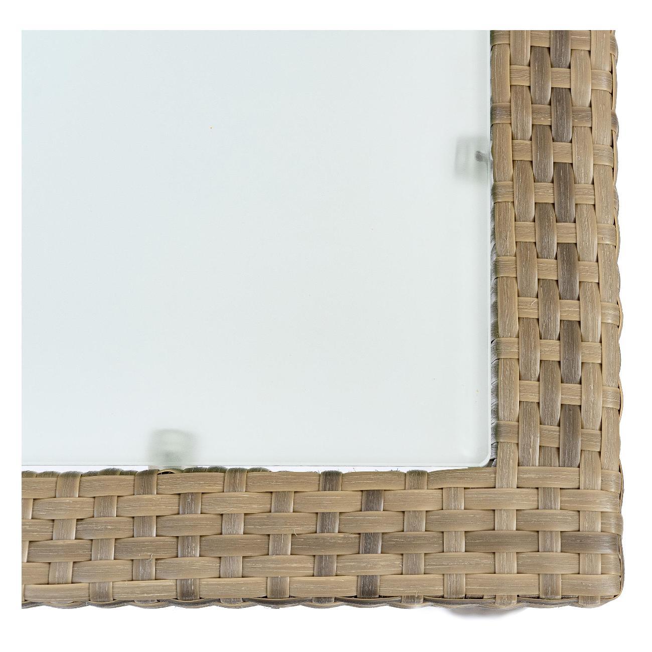 Стол садовый KONWAY из ротанга Панама слоновая кость 80х80х75 см со стеклянной столешницей