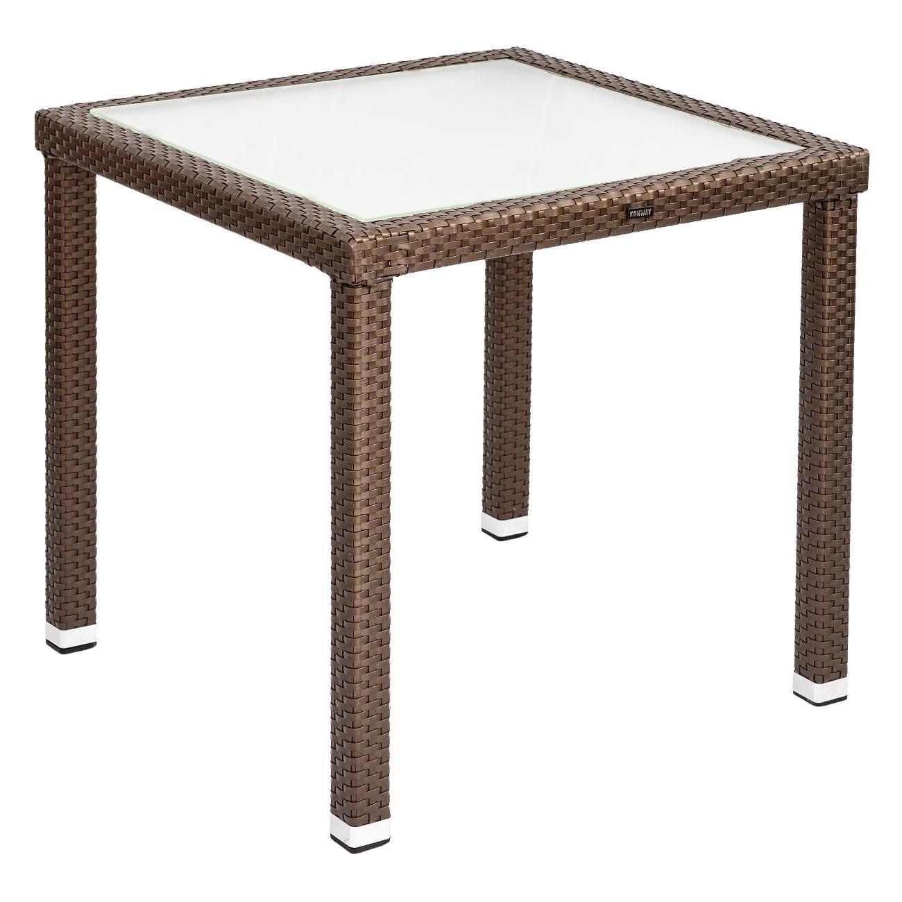 Стол садовый KONWAY из ротанга Панама мокко 80х80х75 см со стеклянной столешницей