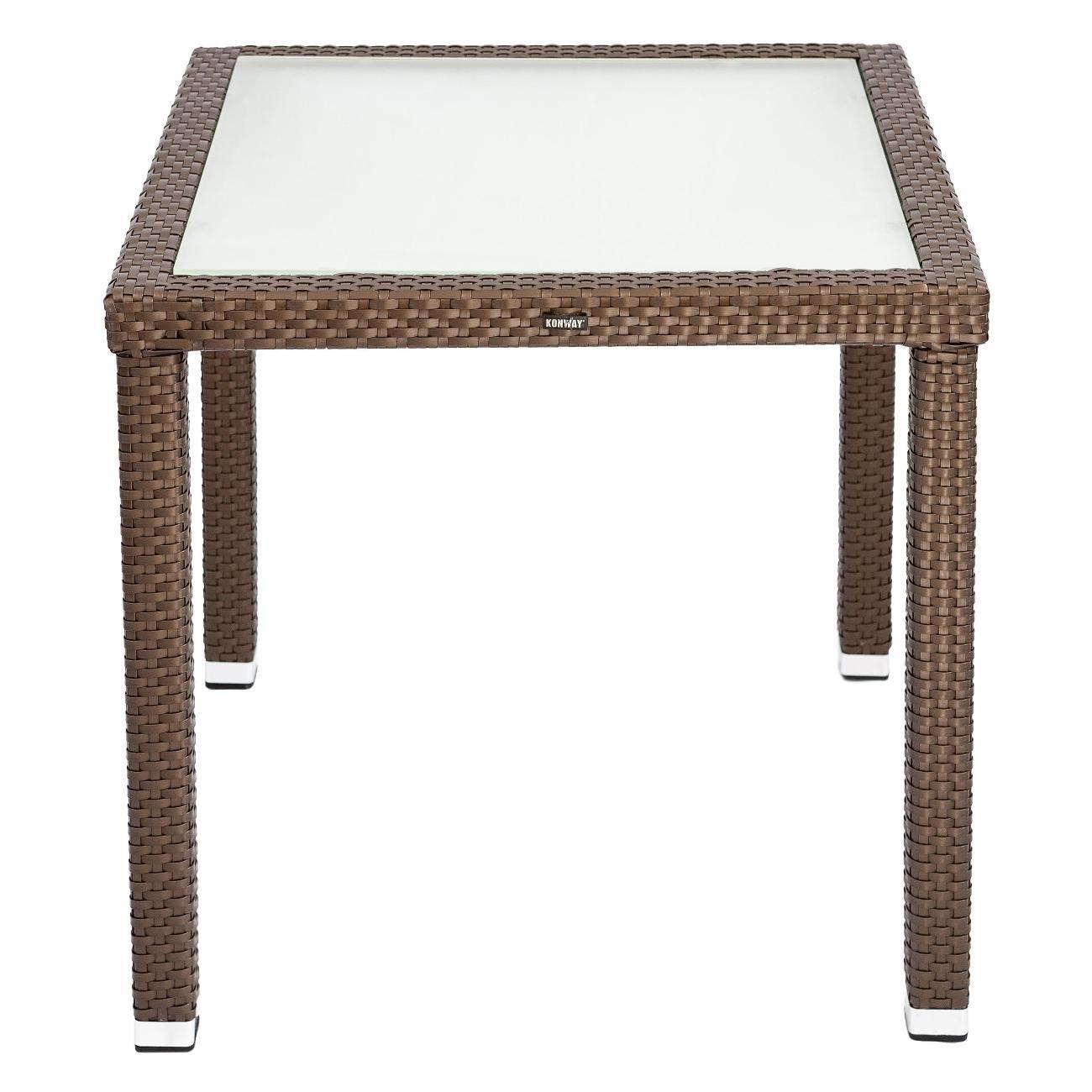 Стол садовый KONWAY из ротанга Панама мокко 80х80х75 см со стеклянной столешницей