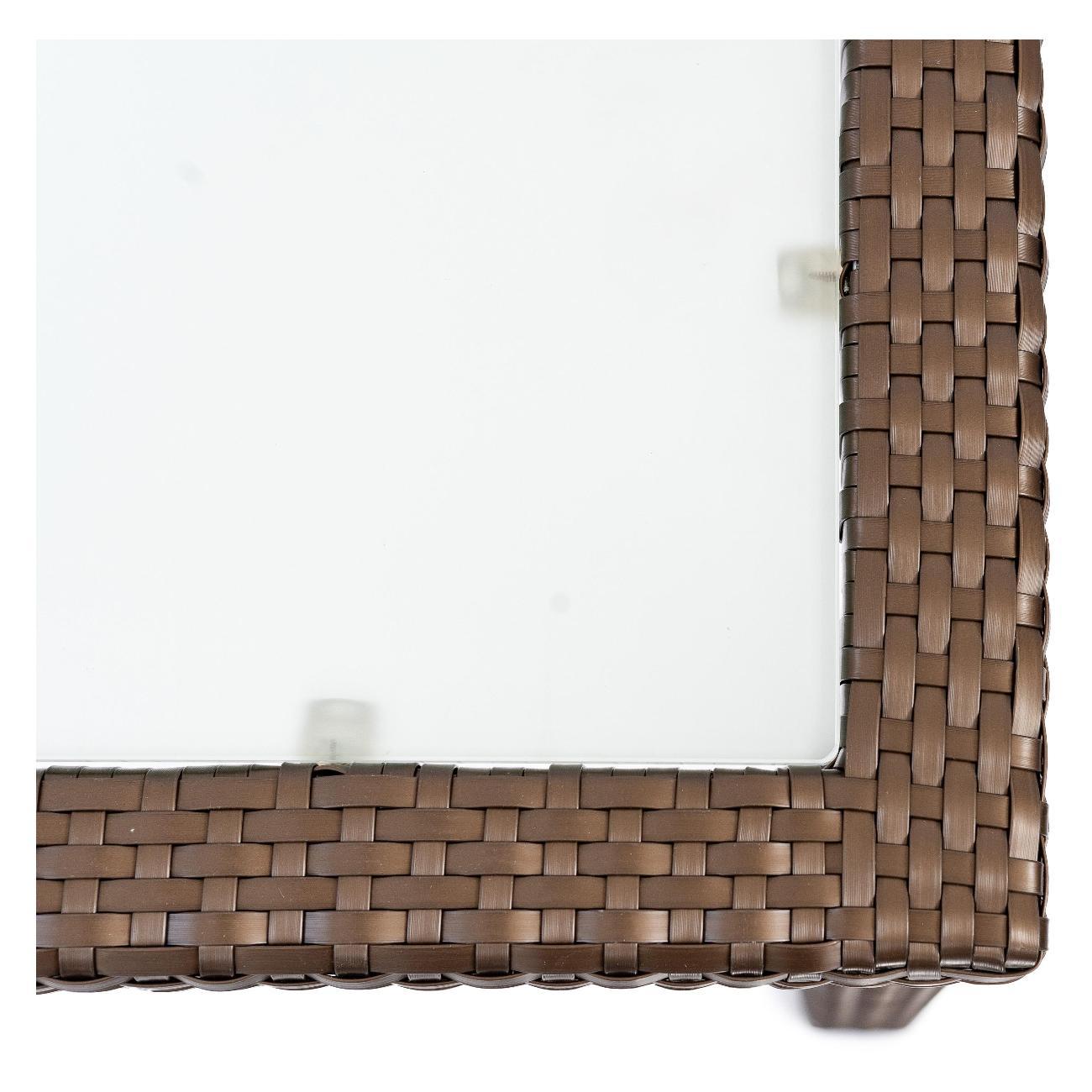 Стол садовый KONWAY из ротанга Панама мокко 80х80х75 см со стеклянной столешницей