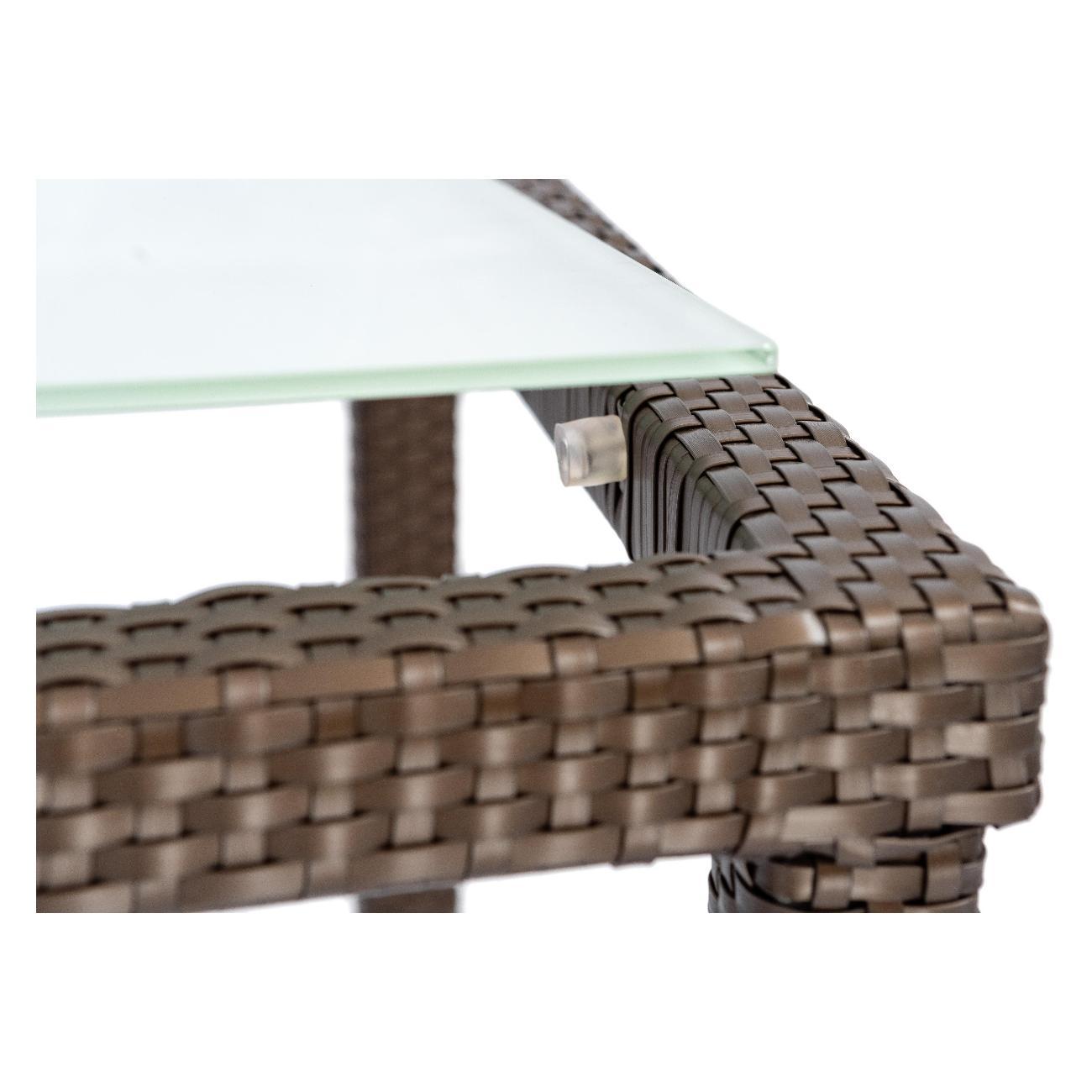 Стол садовый KONWAY из ротанга Панама мокко 80х80х75 см со стеклянной столешницей