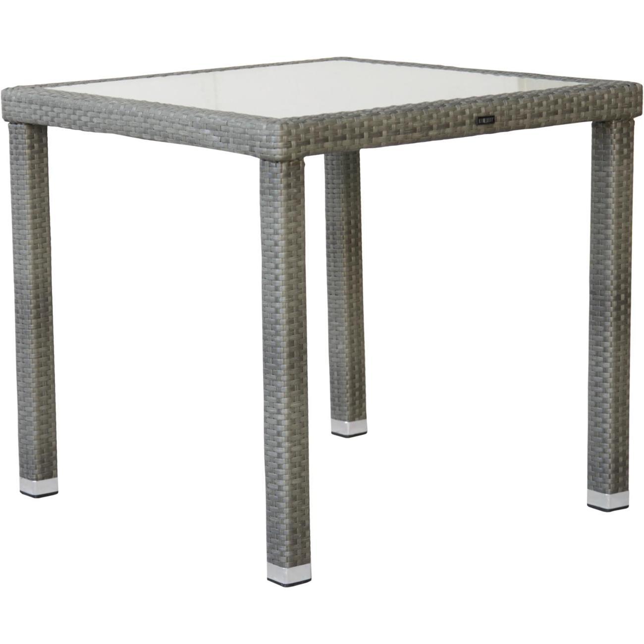 Стол садовый KONWAY из ротанга Панама кварц 80х80х75 см со стеклянной столешницей