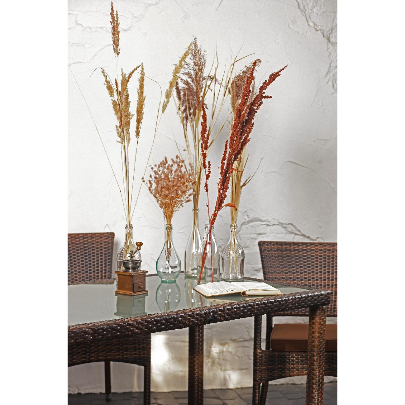 Стол садовый KONWAY из ротанга Панама под кожу 120х80х75 см со стеклянной столешницей