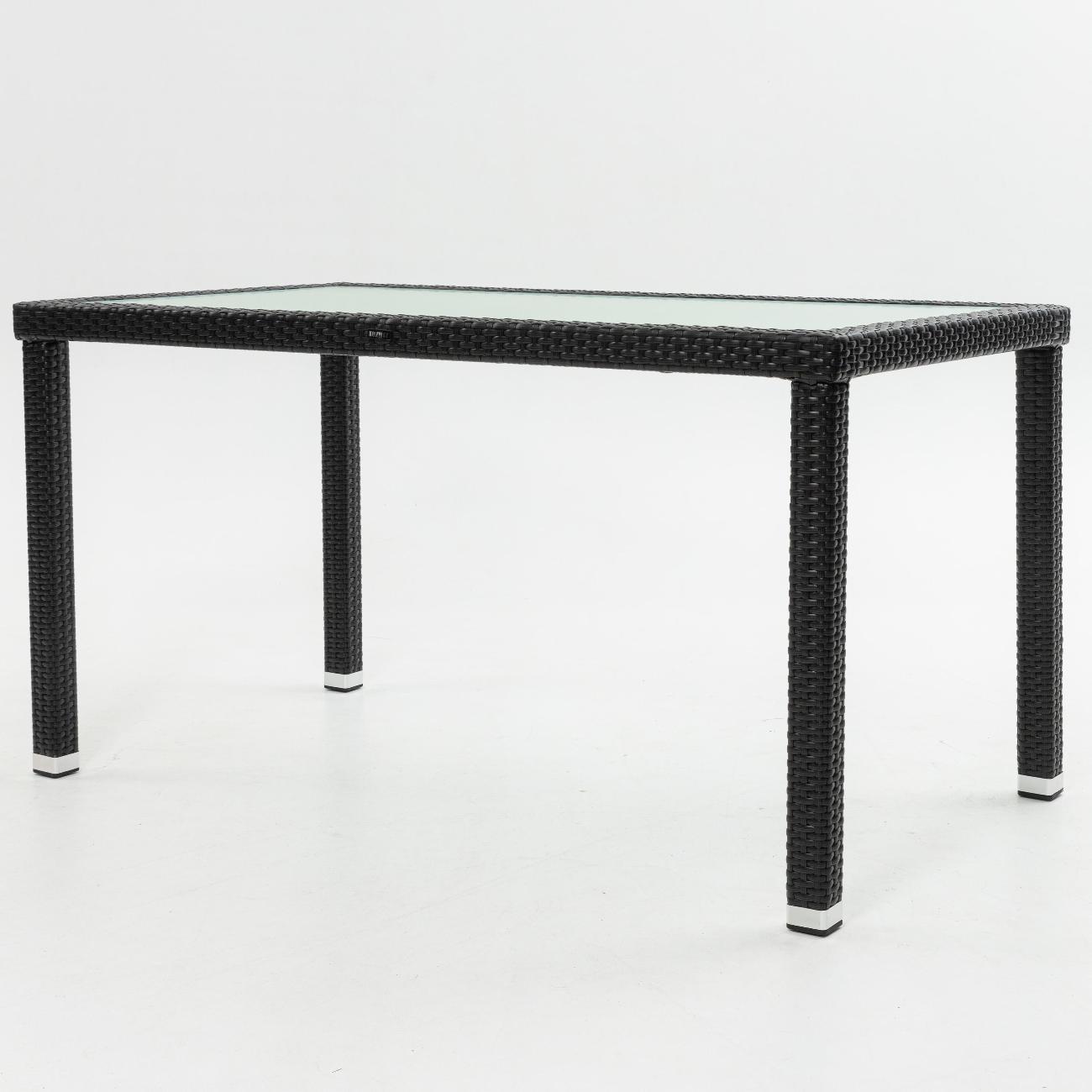 Стол садовый KONWAY из ротанга Панама черный 120х80х75 см со стеклянной столешницей