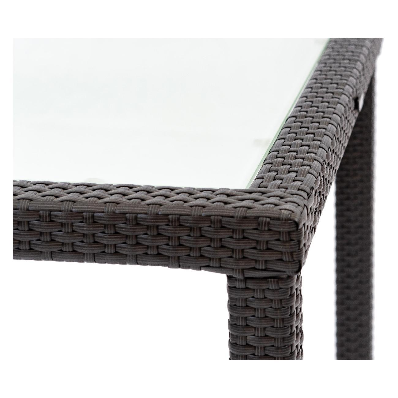 Стол садовый KONWAY из ротанга Панама черный 120х80х75 см со стеклянной столешницей