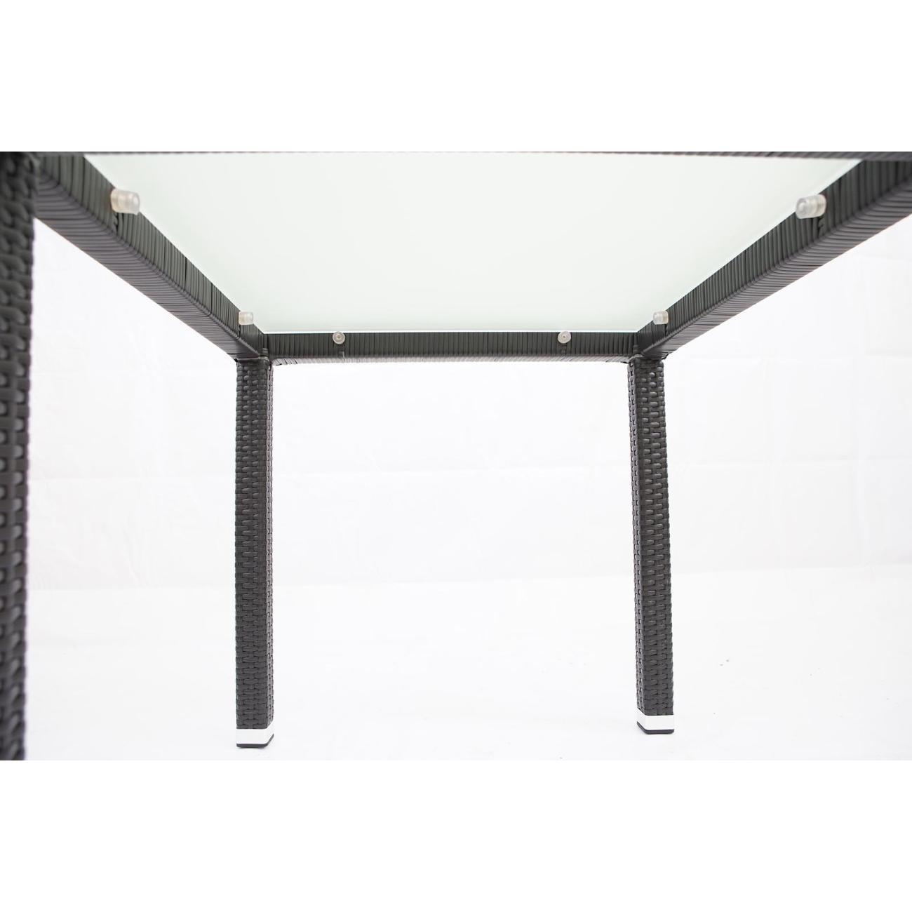 Стол садовый KONWAY из ротанга Панама черный 120х80х75 см со стеклянной столешницей