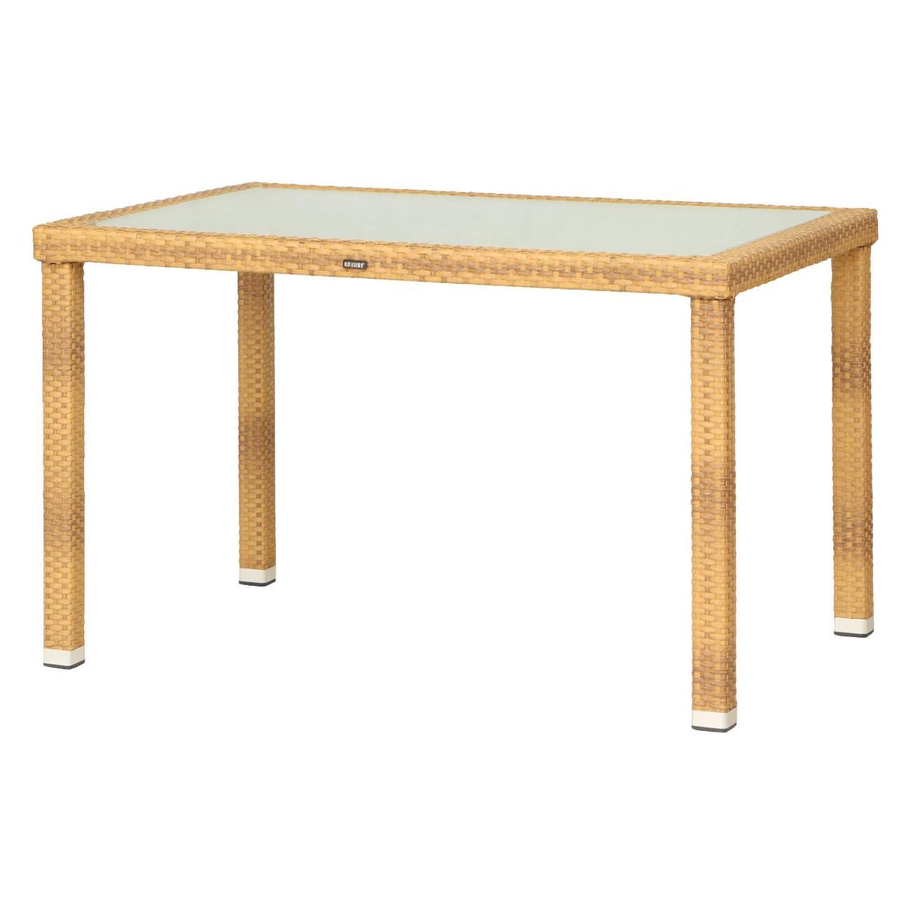 Стол садовый KONWAY из ротанга Панама табак 120х80х75 см со стеклянной столешницей