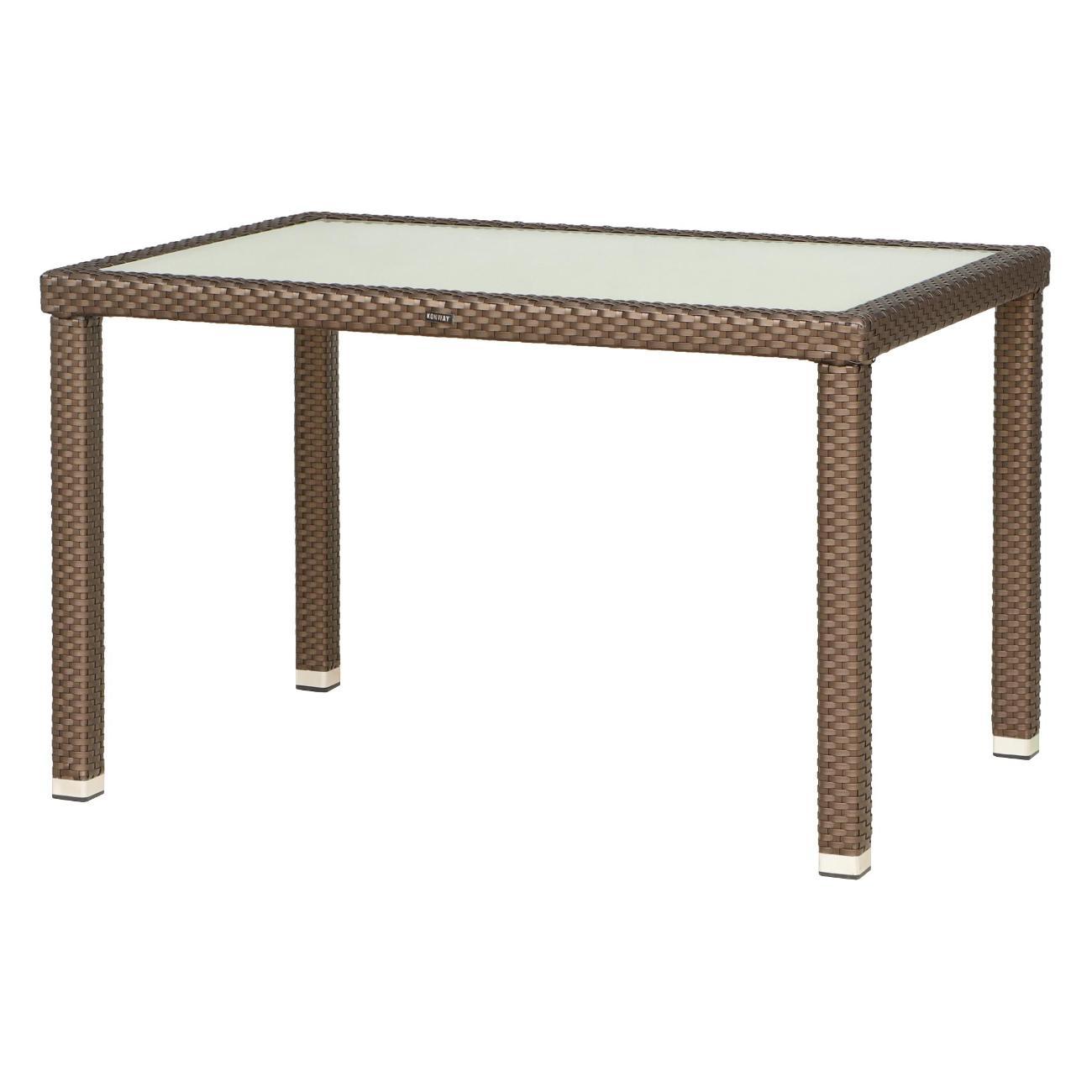 Стол садовый KONWAY из ротанга Панама мокко 120х80х75 см со стеклянной столешницей
