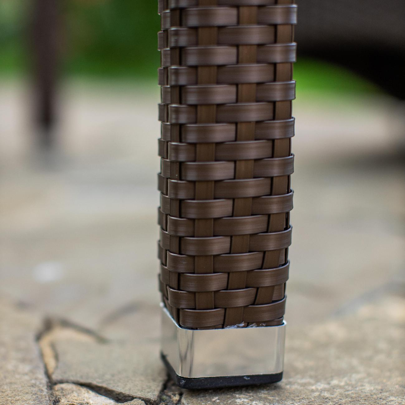 Стол садовый KONWAY из ротанга Панама мокко 120х80х75 см со стеклянной столешницей