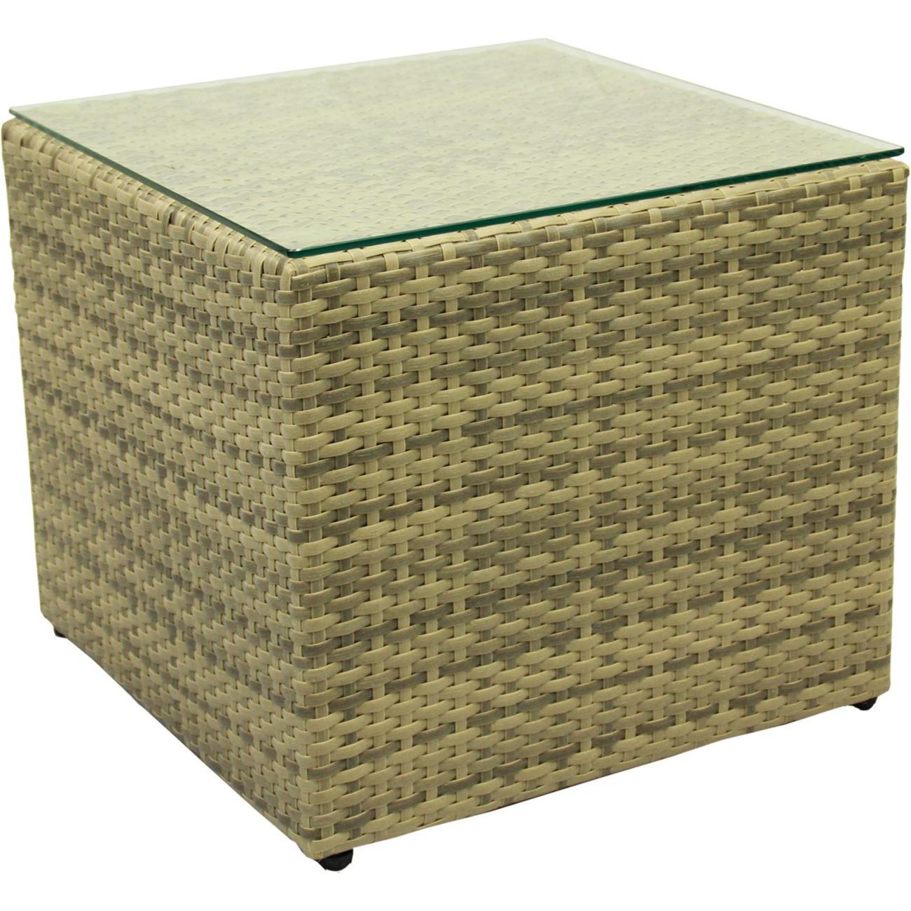 Стол садовый KONWAY пуф из ротанга Вурфель слоновая кость 50х50х43 см, для шезлонга