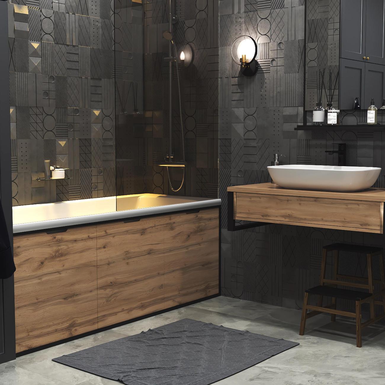 Экран под ванну 1MARKA 170 см со съемными панелями, МДФ, цвет Дуб Крафт, GL170CraftGold