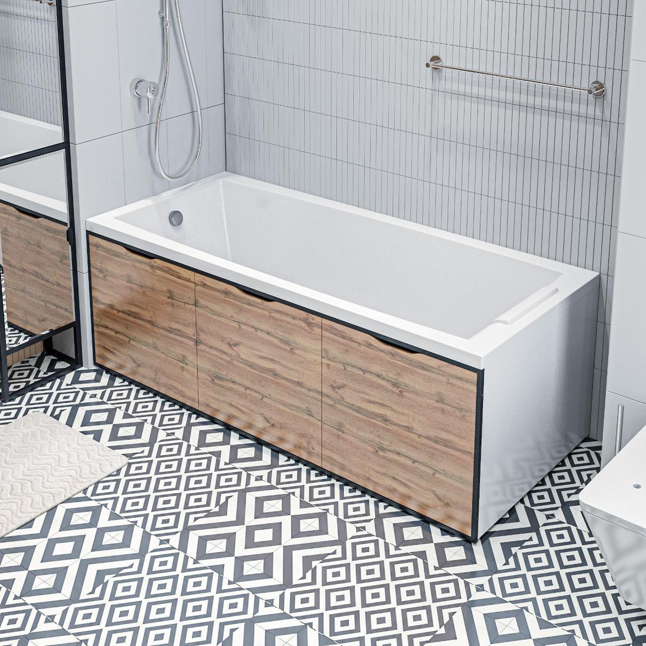 Экран под ванну 1MARKA 180 см со съемными панелями, МДФ, цвет Дуб Крафт, GL180CraftGold