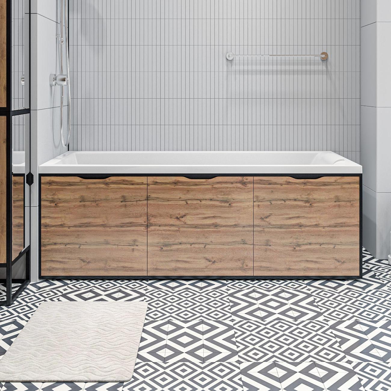 Экран под ванну 1MARKA 180 см со съемными панелями, МДФ, цвет Дуб Крафт, GL180CraftGold