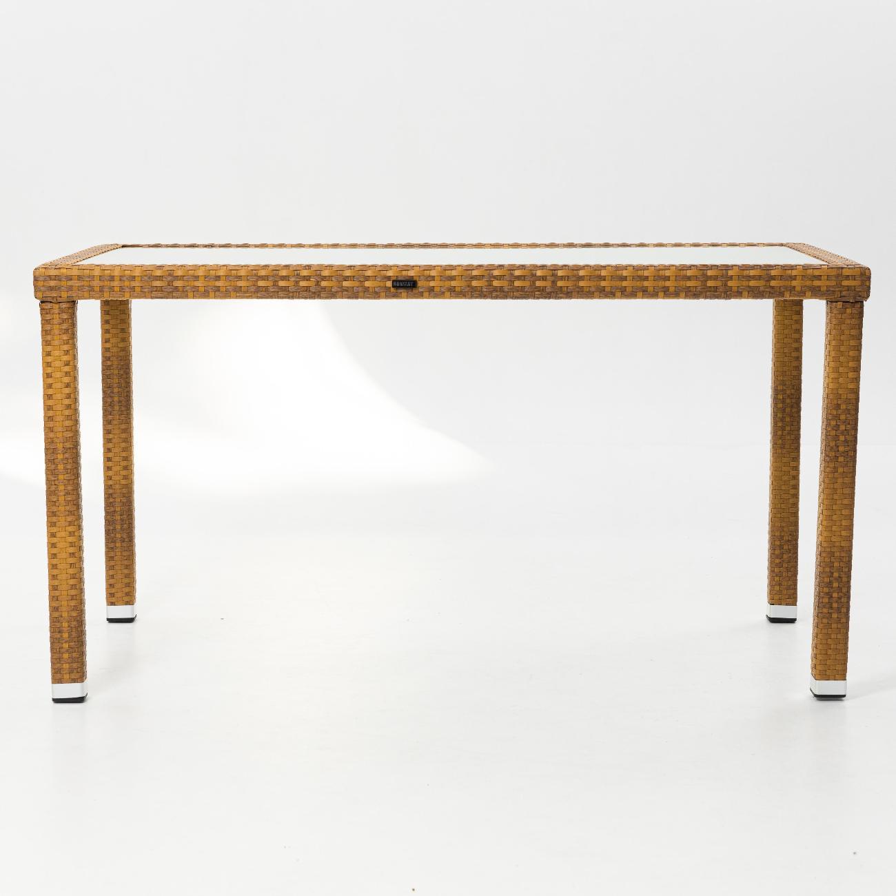 Стол садовый KONWAY Панама табак 140х80х75 см со стеклянной столешницей