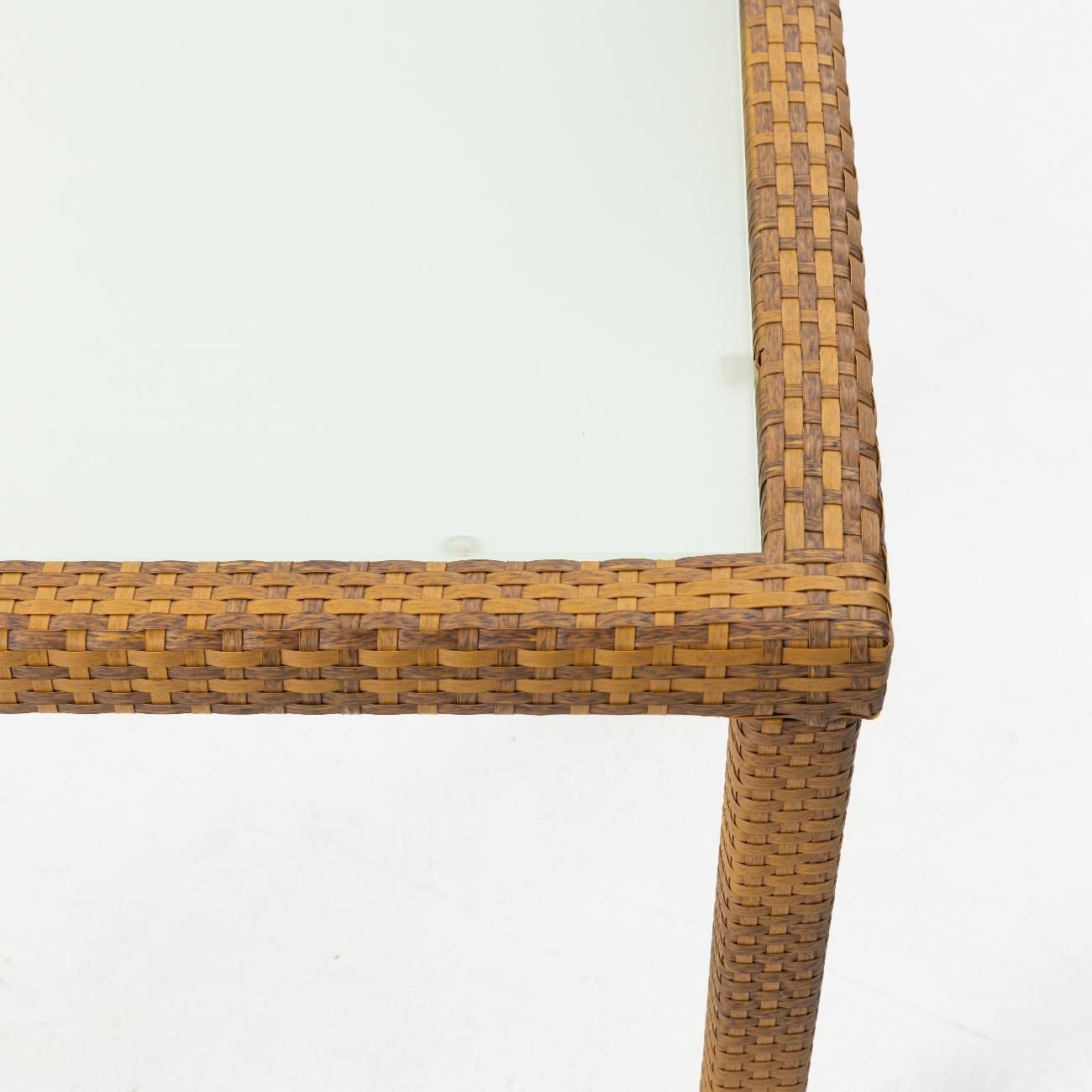 Стол садовый KONWAY Панама табак 140х80х75 см со стеклянной столешницей