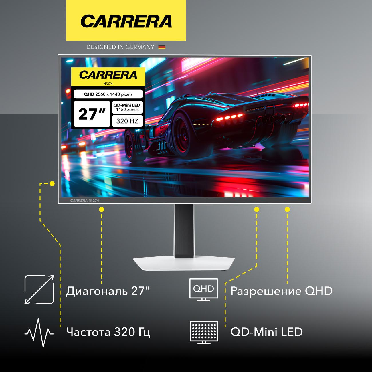 Монитор игровой Carrera №274 (27"/Mini-LED/1152 Zone/2560x1440/280Гц/белый)