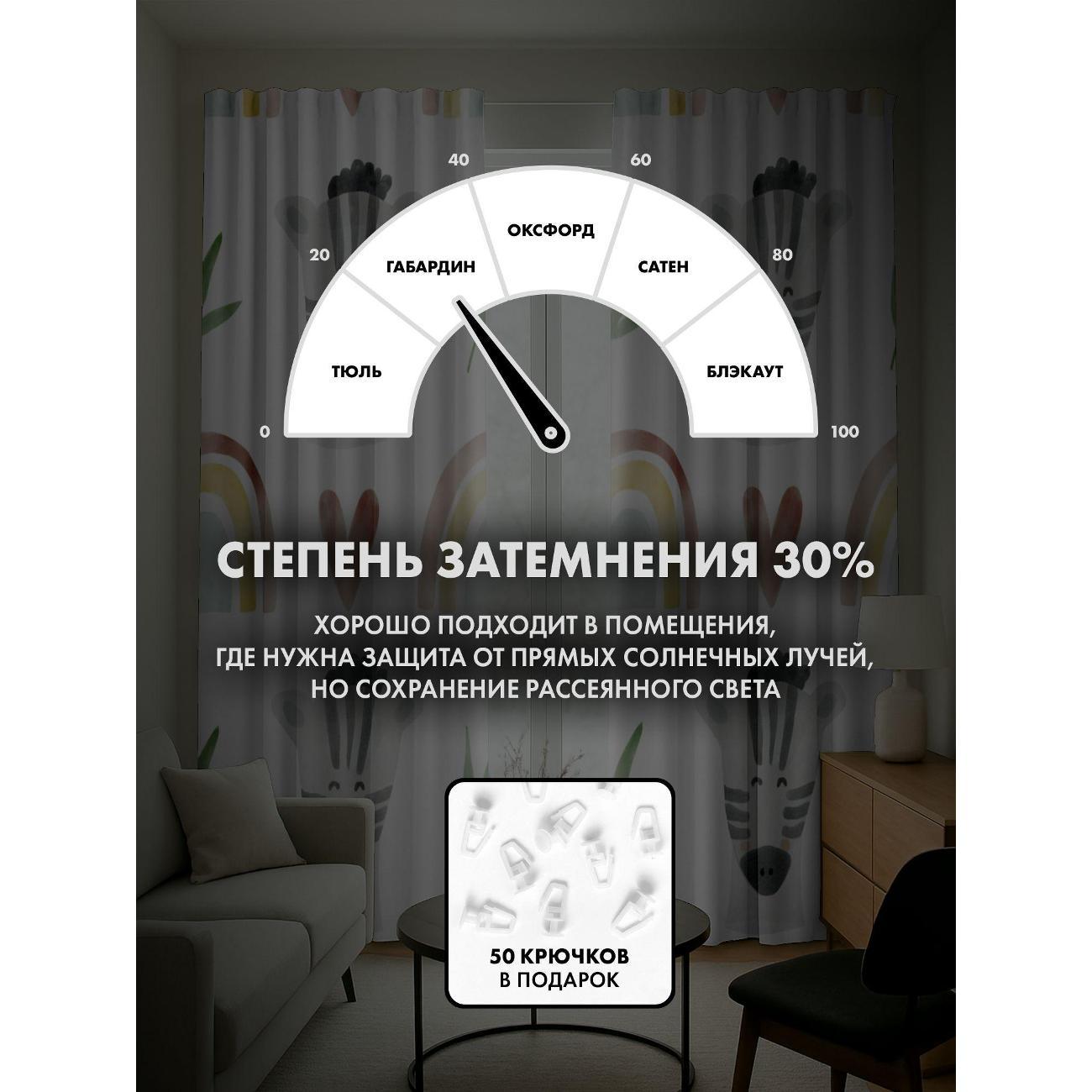 Фотошторы 365home Милые мордочки зебр, радуги FP40212352